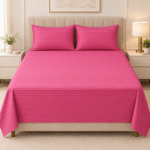 pink-stripe-100-pure-cotton-king-size-bedsheet-set-3-piece