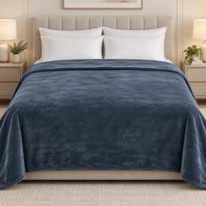 Dark Grey Soft Fleece Double Bed Blanket – 1 Piece