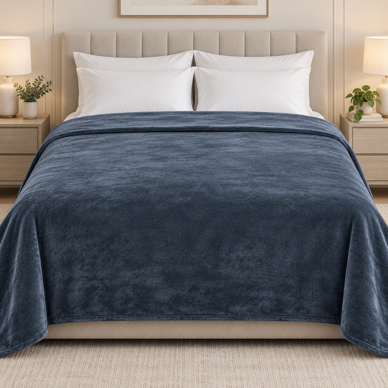 Dark Grey Soft Fleece Double Bed Blanket – 1 Piece