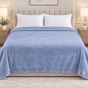 Light Grey Soft Fleece Double Bed Blanket – 1 Piece