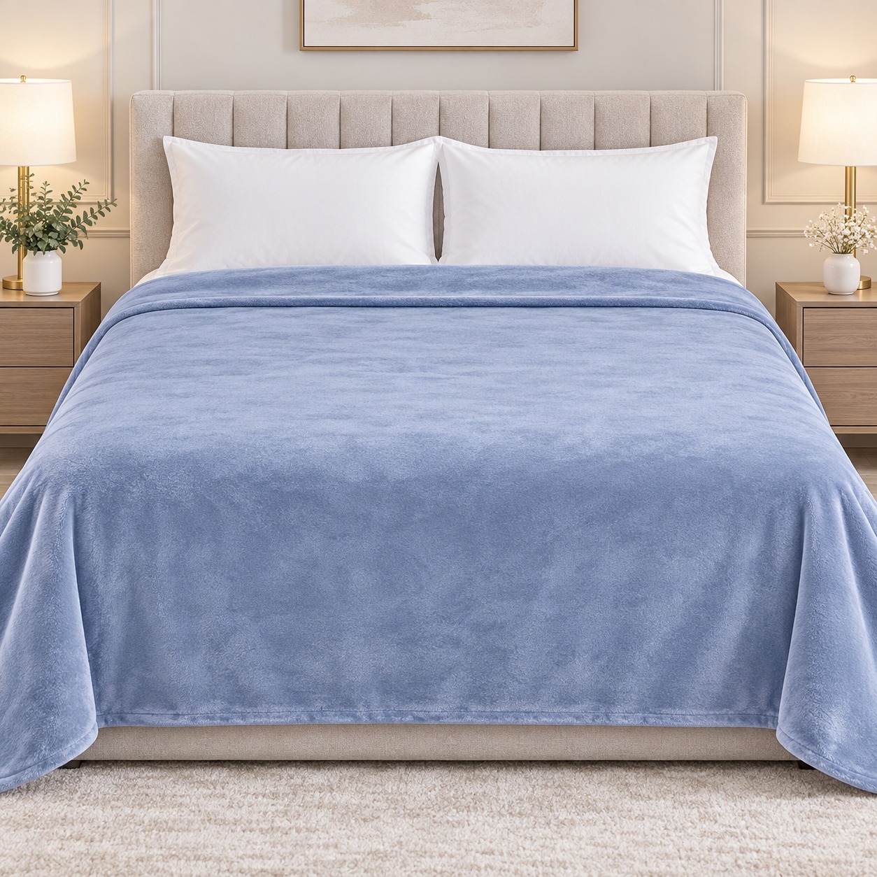 Light Grey Soft Fleece Double Bed Blanket – 1 Piece