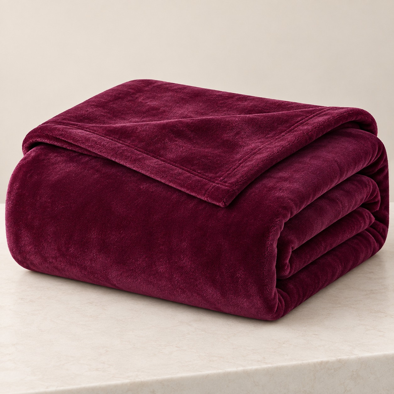 Cherry Red Soft Fleece Double Bed Blanket – 1 Piece - Image 2