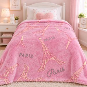 Kids Glow in the Dark Paris Print Blanket – 1 Piece
